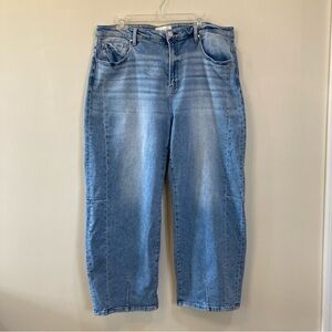 Risen Jeans Light Wash Sz 1XL Womens High Rise Barrel Leg Denim